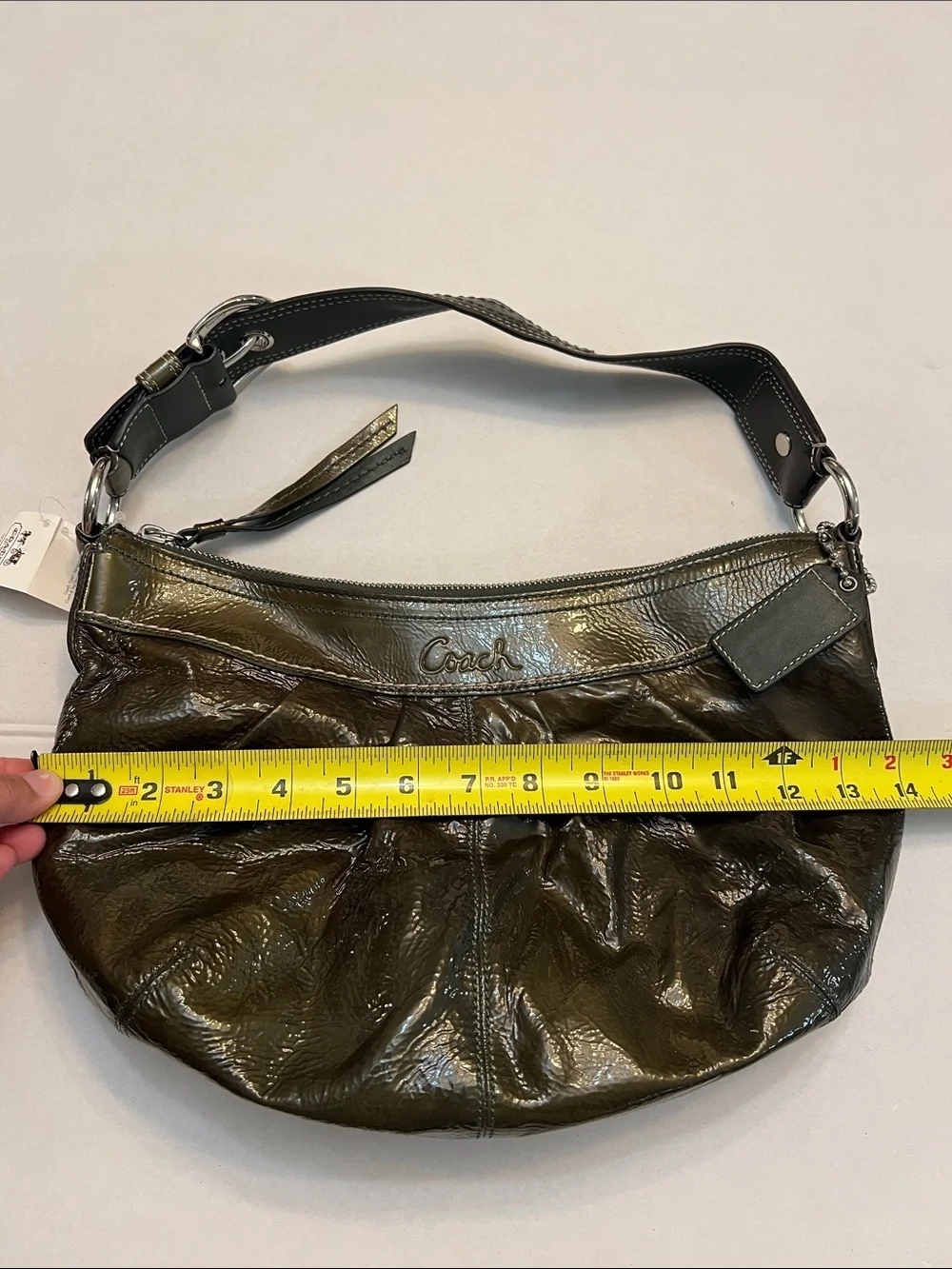 COACH CLASSIC GREEN PATENT LEATHER HOBO BAG PURSE NEW WITH TAGS